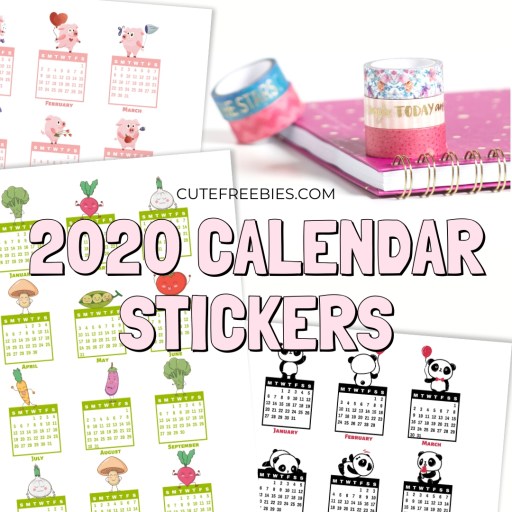 Free Printable 2020 Calendar Stickers - Sunday / Monday start calendar PDF, bullet journal printable calendar for future log or 2020 bullet journal setup. Get your free download now! #cutefreebiesforyou #bulletjournal #bujoideas #2020 #freeprintable