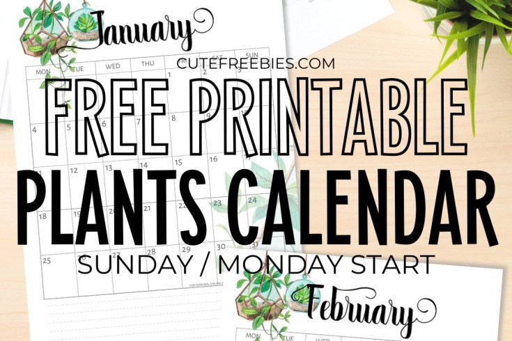 Free Printable 2025 Green Plants Calendar - 12 monthly planners with hanging plants design. #freeprintable #cutefreebiesforyou #2025