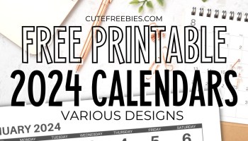 2024 Calendar - Free printable monthly calendar with large numbers for wall calendar or desk calendar #cutefreebiesforyou #2024