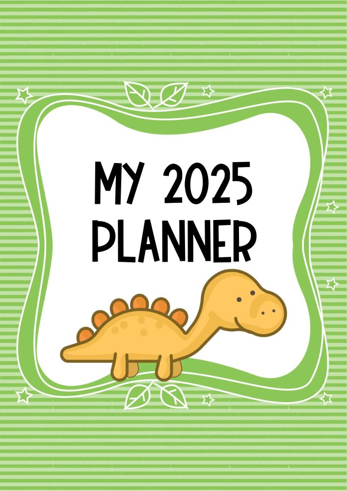 FREE Dinosaurs Monthly Calendar for 2025! Super cute dinosaur calendar printable with dinosaurs to make you smile each day. #freeprintable #printableplanner #jurassicworld #cutefreebiesforyou