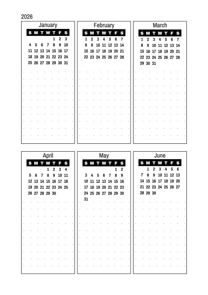 2026 Future log calendar - bullet journal printable #cutefreebiesforyou #goalsetting #bulletjournal