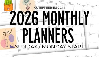 Free Printable 2026 Monthly Planner Templates - PDF calendar for 2026 #freeprintable #cutefreebiesforyou