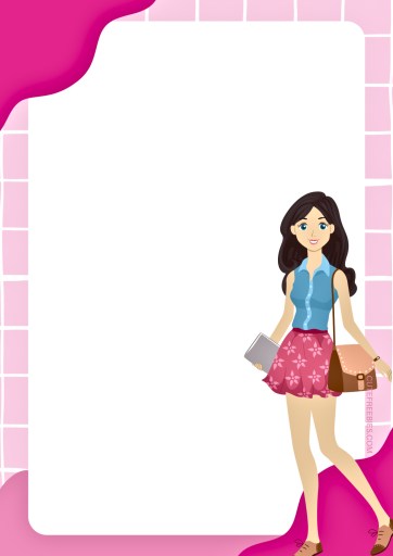 Free pink fashion girls printable notepads - Barbie pink borders with dolls, pink stationery #cutefreebiesforyou #pink #Barbie #freeprintable