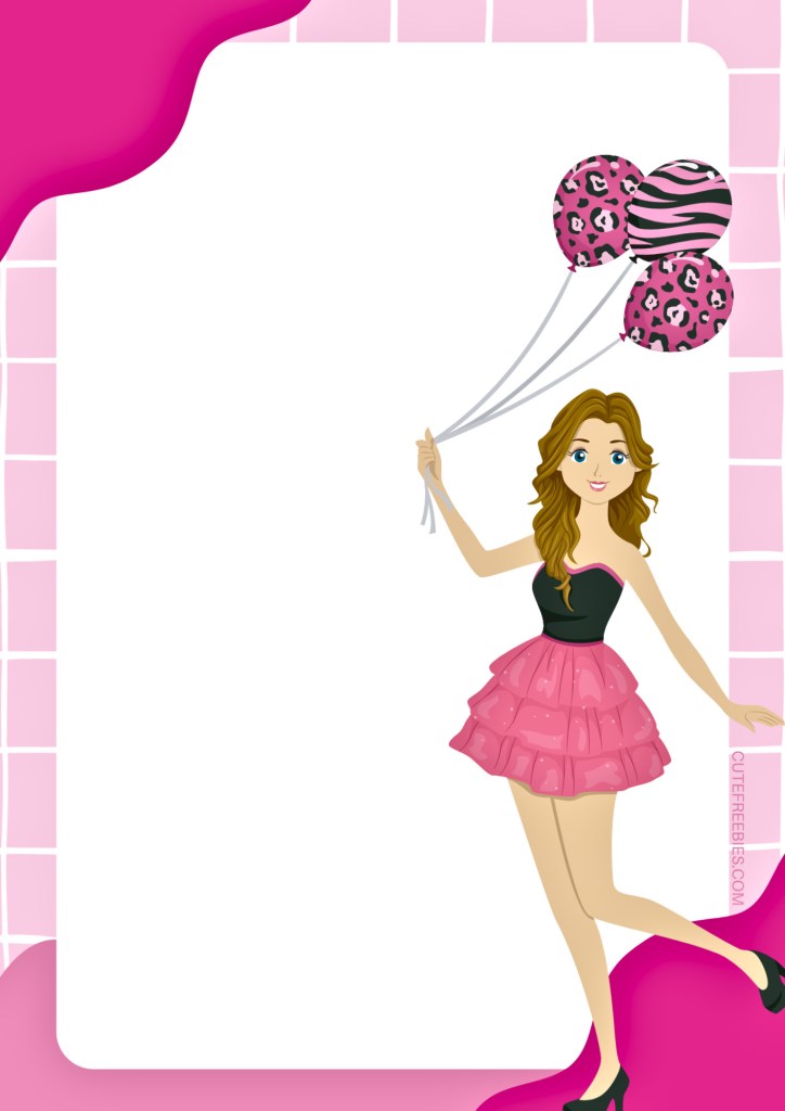 Free pink fashion girls printable notepads - Barbie pink borders with dolls #cutefreebiesforyou #pink #Barbie #freeprintable