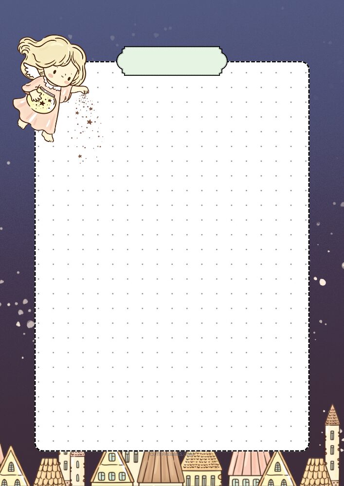 Free printable bullet journal PDF template with angel night theme