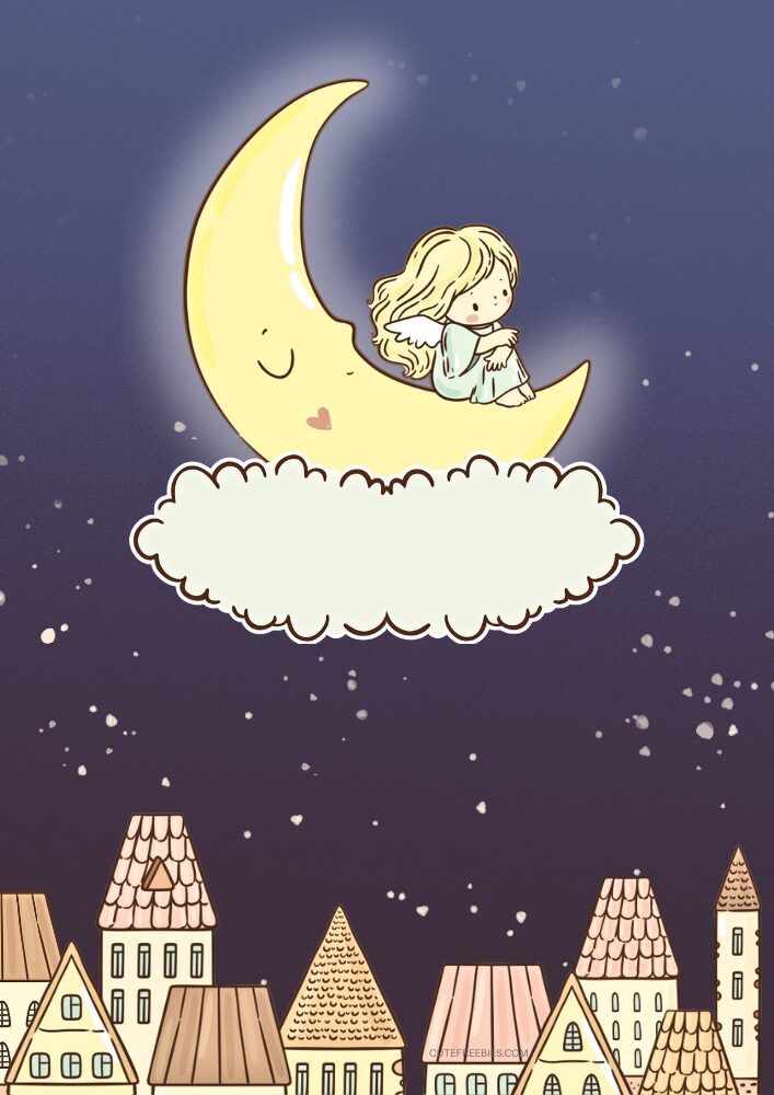 Free printable October bullet journal PDF template with angel night theme