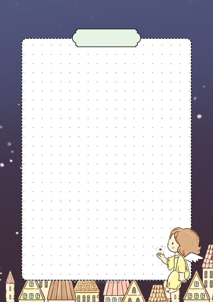 Free printable bullet journal PDF template with angel night theme