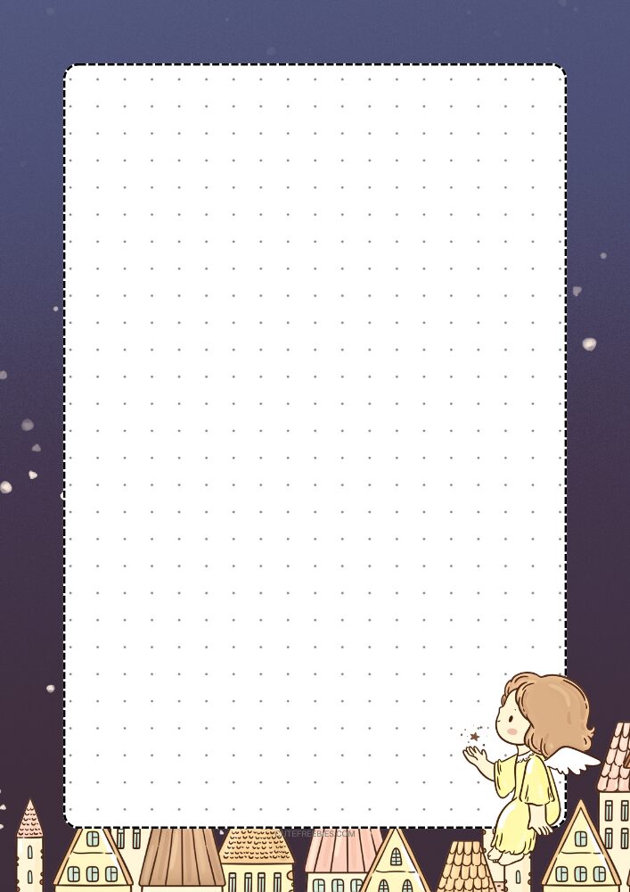 Free printable dot grid journal PDF template with angel night theme