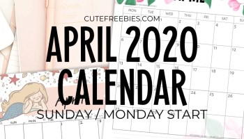 Free Printable April 2020 Calendar PDF - choose from beautiful and cute designs #cutefreebiesforyou #freeprintable