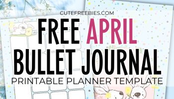 Free printable monthly bullet journal - April bullet journal, monthly planner template PDF with cute spring bunnies easter theme #cutefreebiesforyou #printableplanner #freeprintable #bulletjournal #easter