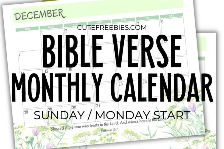Bible Verse Calendar For 2025! Free printable 2025 calendar with Bible verses for your inspiration. Free download now! #freeprintable #cutefreebies #Bibleverseoftheday