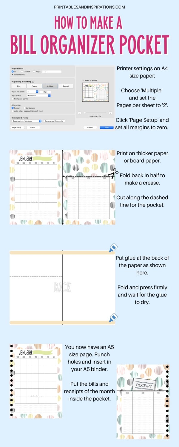 How to make a bill organizer or bill payment binder DIY #cutefreebiesforyou #freeprintable #budgetplanner