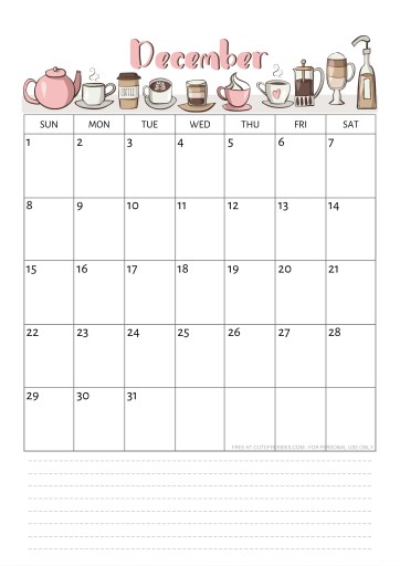 December 2019 Calendar - Free Printable 2019 Monthly Planner #freeprintable #cutefreebiesforyou #christmas