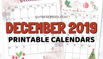 December 2019 Calendar - Free Printable 2019 Monthly Planner #freeprintable #cutefreebiesforyou #christmas