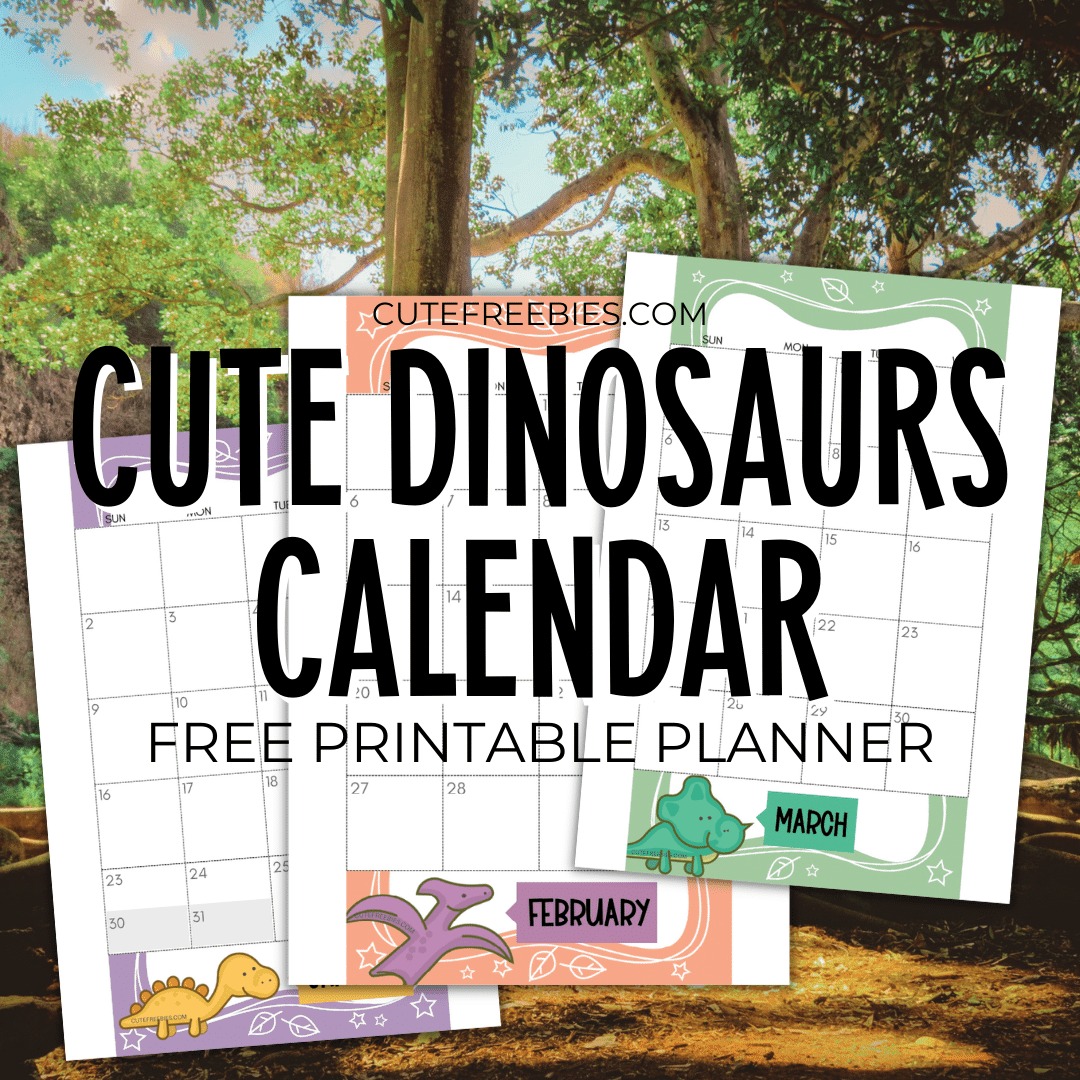 FREE Dinosaurs Monthly Calendar for 2024 2025! Super cute dinosaur calendar printable with dinosaurs to make you smile each day. #freeprintable #printableplanner #jurassicworld #cutefreebiesforyou