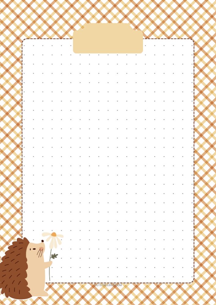 Free printable bullet journal PDF template with fall hedgehog theme