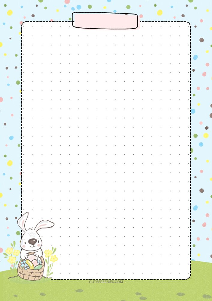 Free printable dot grid bullet journal - stationery note pad with cute easter theme #cutefreebiesforyou #printableplanner #freeprintable #bulletjournal #easter