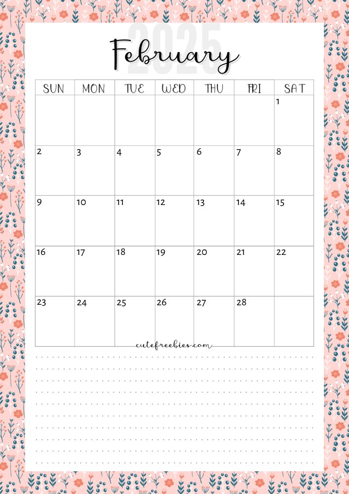 February 2025 colorful monthly calendar free printable cutefreebiesforyou - SEE PREVIOUS POST TO DOWNLOAD THE COMPLETE 2025 CALENDAR