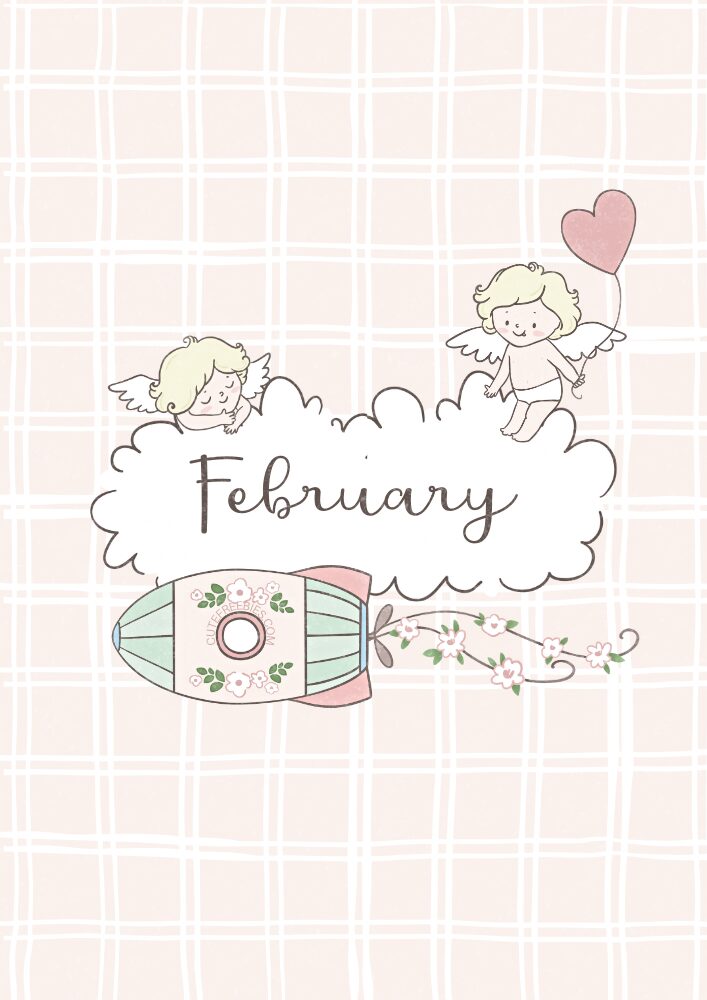Free printable February bullet journal - monthly planner template PDF with cute valentine theme #cutefreebiesforyou #printableplanner #freeprintable #bulletjournal