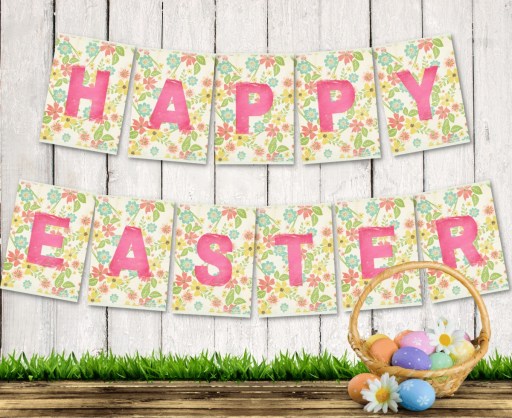 3 Free Printable Easter Bunting Banners - DIY Happy Easter banner with flowers #easter #freeprintable #cutefreebiesforyou
