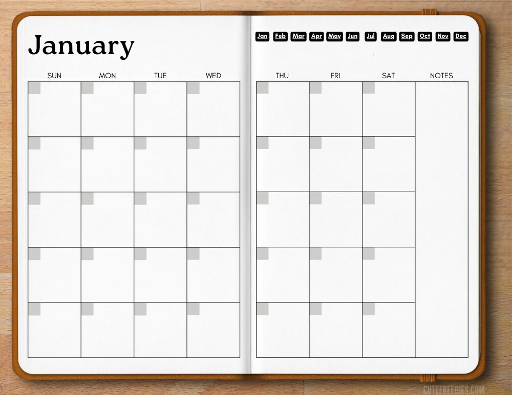 Free Digital Monthly Planner Template - pdf download free digital planner monthly and weekly template #cutefreebiesforyou #digitalplanner