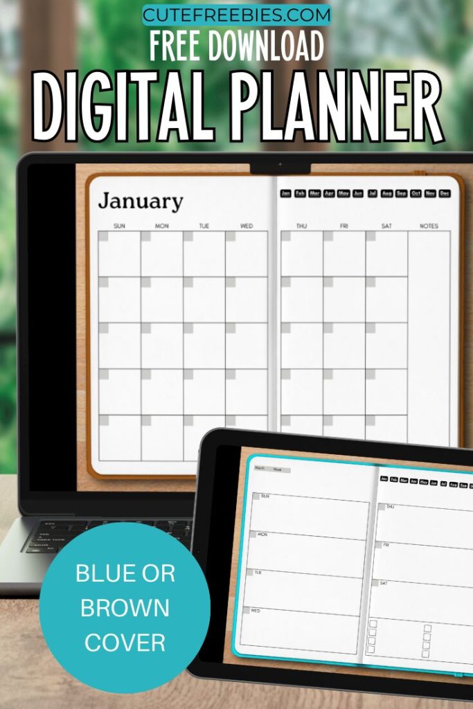 Free Digital Monthly Planner Template - pdf download free digital planner monthly and weekly template #cutefreebiesforyou #digitalplanner