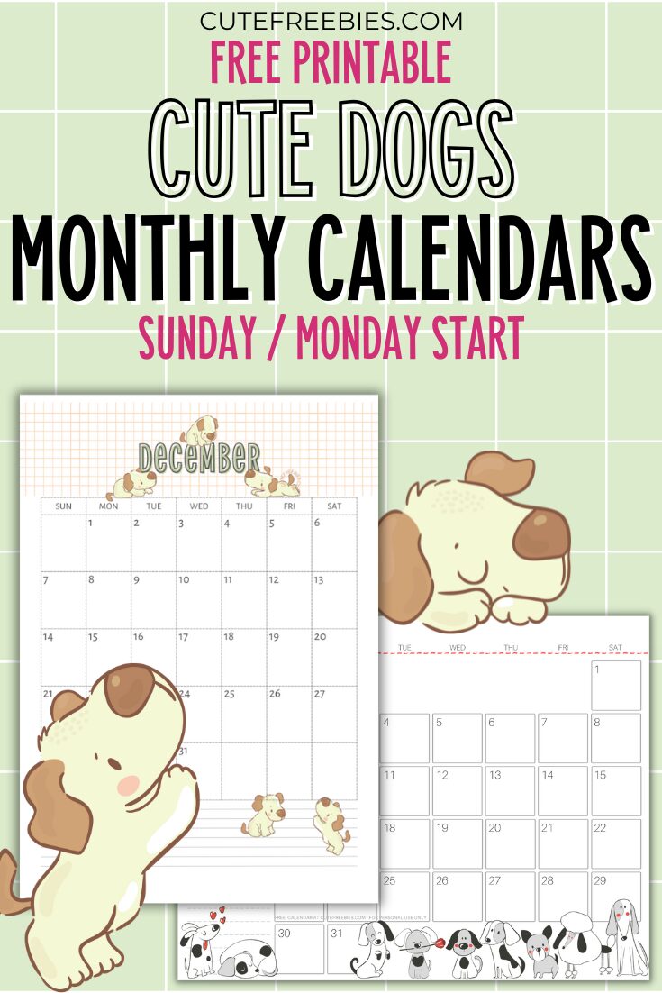 Free Printable 2025 Cute Dog Calendar PDF - 2025 monthly calendar planner with cute puppies. Free calendar for dog lovers. Get your PDF download now! #freeprintable #doglover #cutefreebiesforyou