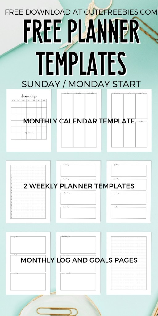 Free printable blank planner template - blank monthly planner - blank weekly planner #cutefreebiesforyou #freeprintable