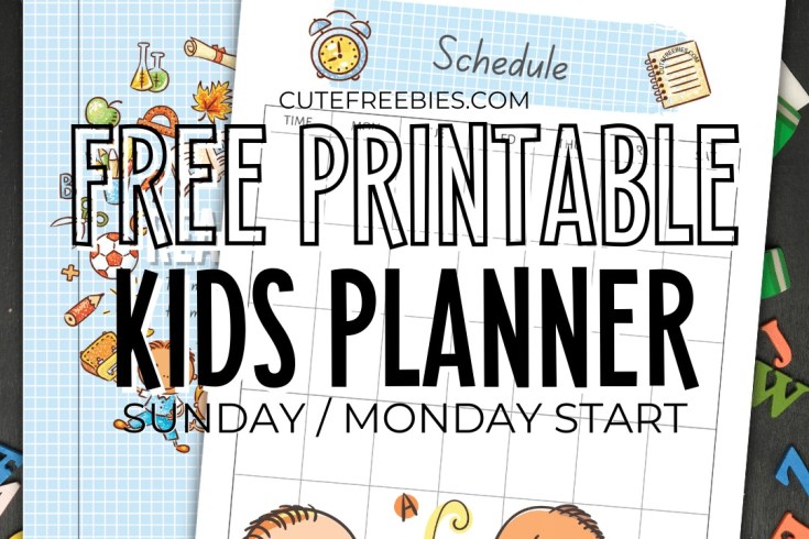 Free Printable Kids Planner Template - Cute planner pages for your school binder, Sunday or Monday start kids planner #cutefreebiesforyou #backtoschool #freeprintable