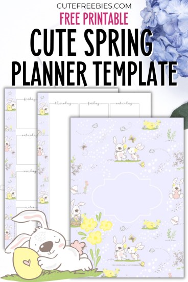 Free Cute Spring Easter Printable Planner Template - bullet journal printable template, monthly planner, free PDF download #cutefreebiesforyou #freeprintable #doglover #planneraddict
