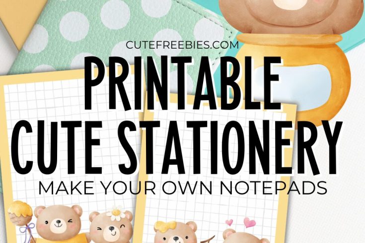 Free Printable Stationery For Valentines - printable notepads with cute bears and honey #cutefreebiesforyou #freeprintable #stationery #cutebears