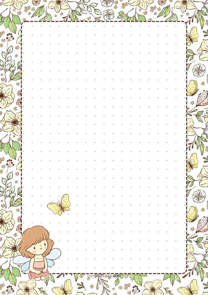 Free printable dot grid bullet journal - stationery note pad with cute spring garden theme #cutefreebiesforyou #printableplanner #freeprintable #bulletjournal #garden