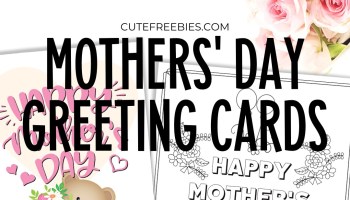 Happy Mothers' Day printable greeting cards - free printable cards with 5 designs. #mothersday #happymothersday #cutefreebiesforyou #freeprintable #printablecards #coloring