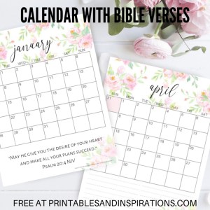 Free printable Bible verse calendars
