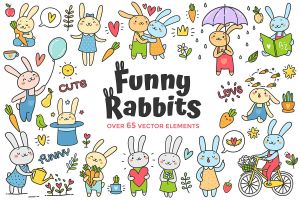 Cute Funny Rabbits Clipart Graphics Images