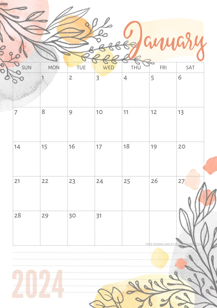 Free Printable 2024 Calendar Pretty Planner Template - 12 monthly planner with beautiful design. #cutefreebiesforyou #freeprintable