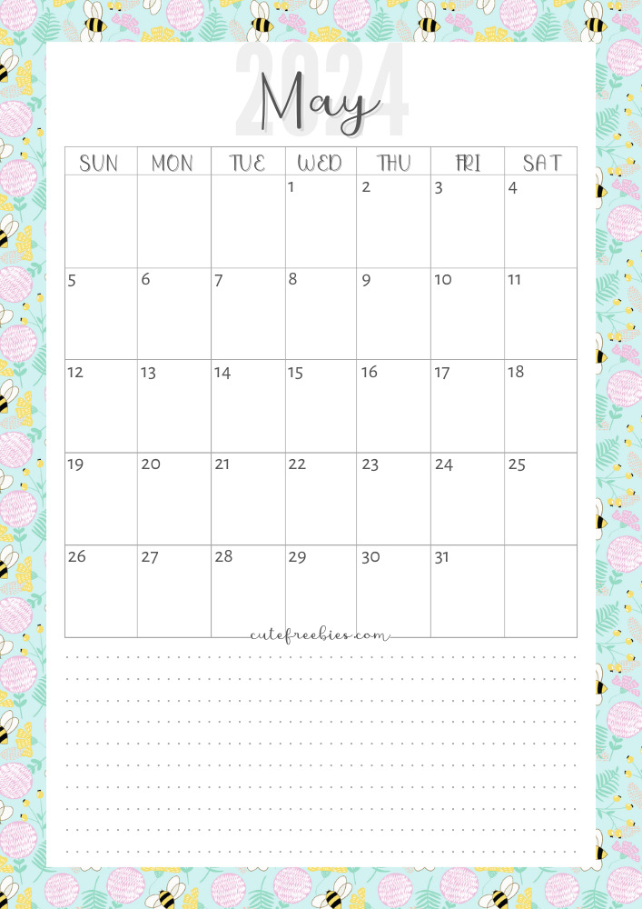 May 2024 colorful monthly calendar free printable cutefreebiesforyou - SEE PREVIOUS POST TO DOWNLOAD THE COMPLETE 2024 CALENDAR