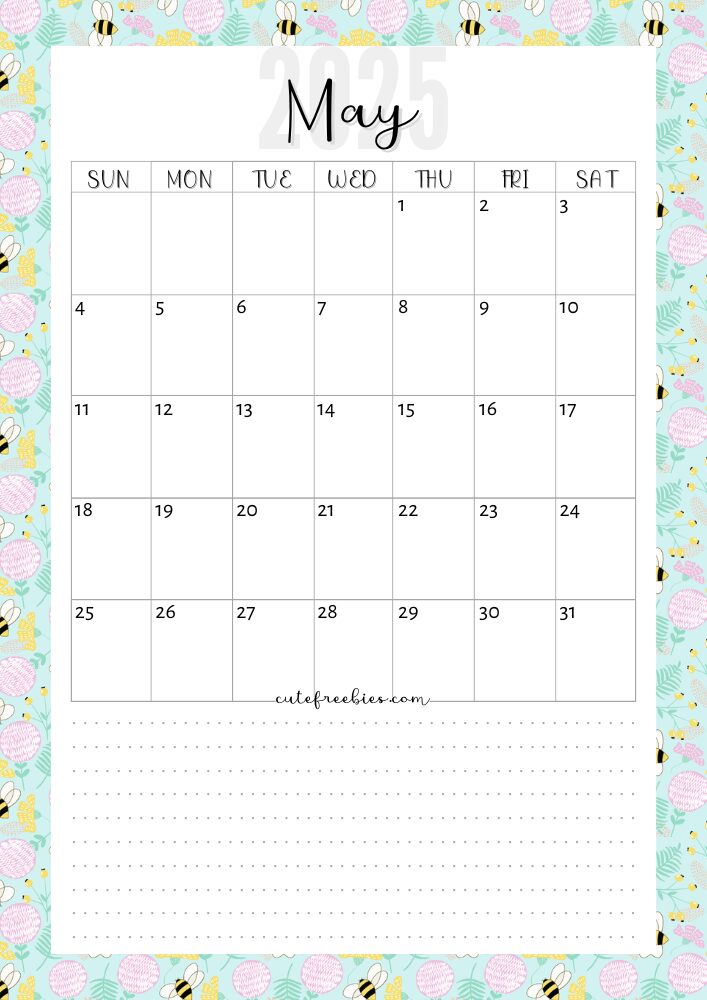 May 2025 colorful monthly calendar free printable cutefreebiesforyou - SEE PREVIOUS POST TO DOWNLOAD THE COMPLETE 2025 CALENDAR