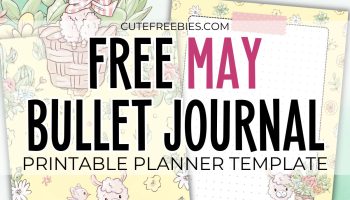 Free printable monthly bullet journal - MAY bullet journal, monthly planner template PDF with cute llama yellow floral theme #cutefreebiesforyou #printableplanner #freeprintable #bulletjournal #llama