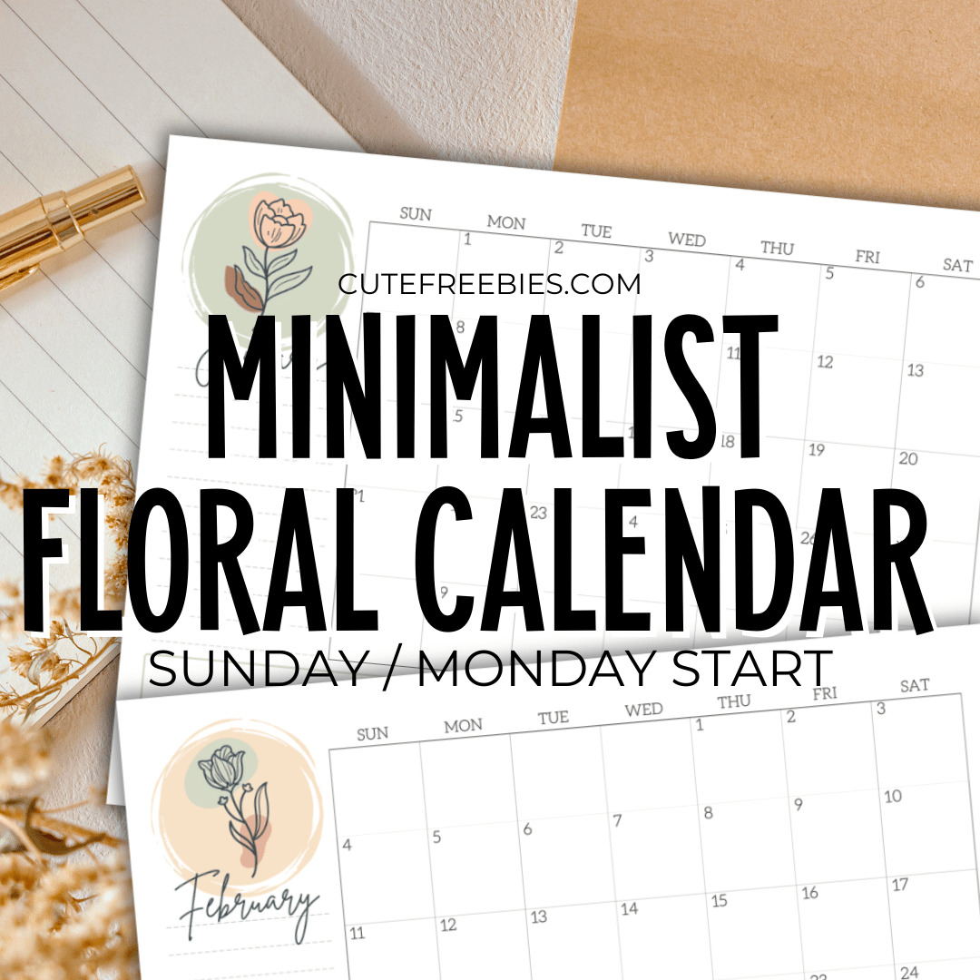 2026 Minimalist floral calendar -2026 monthly planner with simple floral line design #cutefreebiesforyou #freeprintable