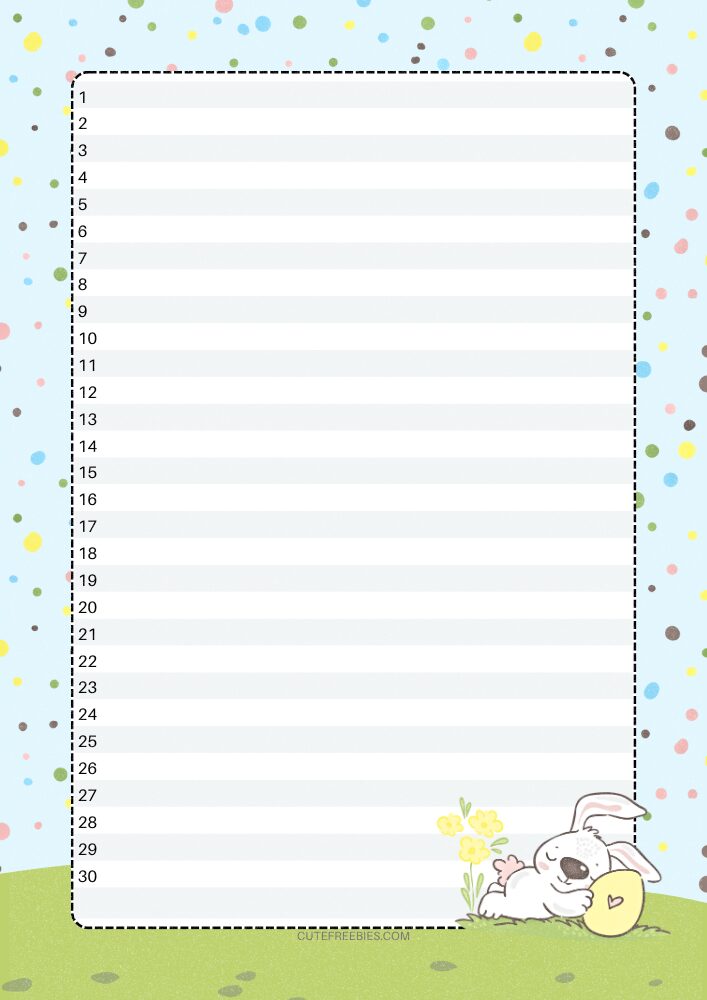 Free printable cute bullet journal monthly log - planner template PDF with bunny and flowers #cutefreebiesforyou #printableplanner #freeprintable #bulletjournal