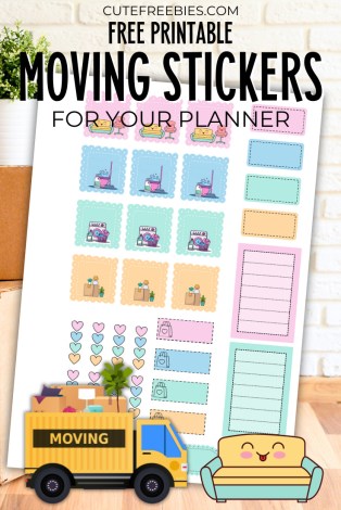 Moving house planner stickers - free printable stickers for moving into a new home #movingin #cutefreebiesforyou #freeprintable #plannerstickers