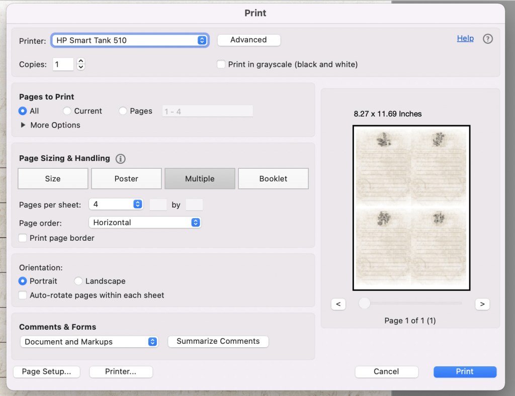 How to print your personalized memo pad almost A6 size