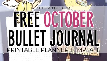Free printable October bullet journal PDF template with angel night theme