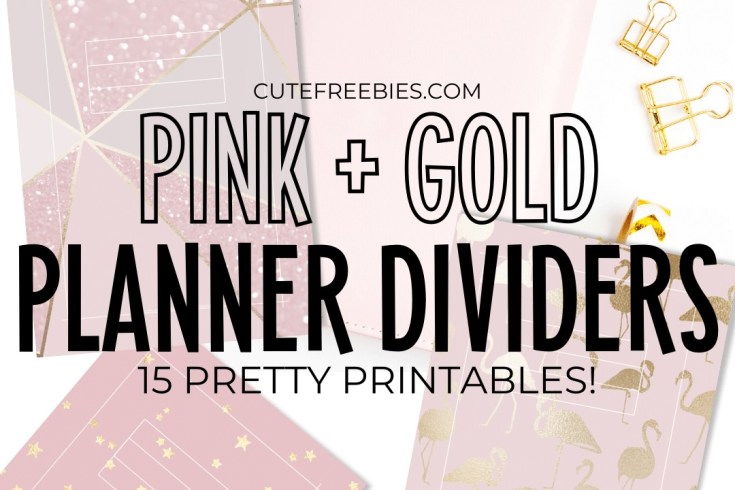 Free Printable Pink And Gold Planner Printable Dividers - 12 binder covers, blush pink or rose gold planner printables #freeprintable #cutefreebiesforyou #pink #rosegold #blush #planneraddict #diyplanner