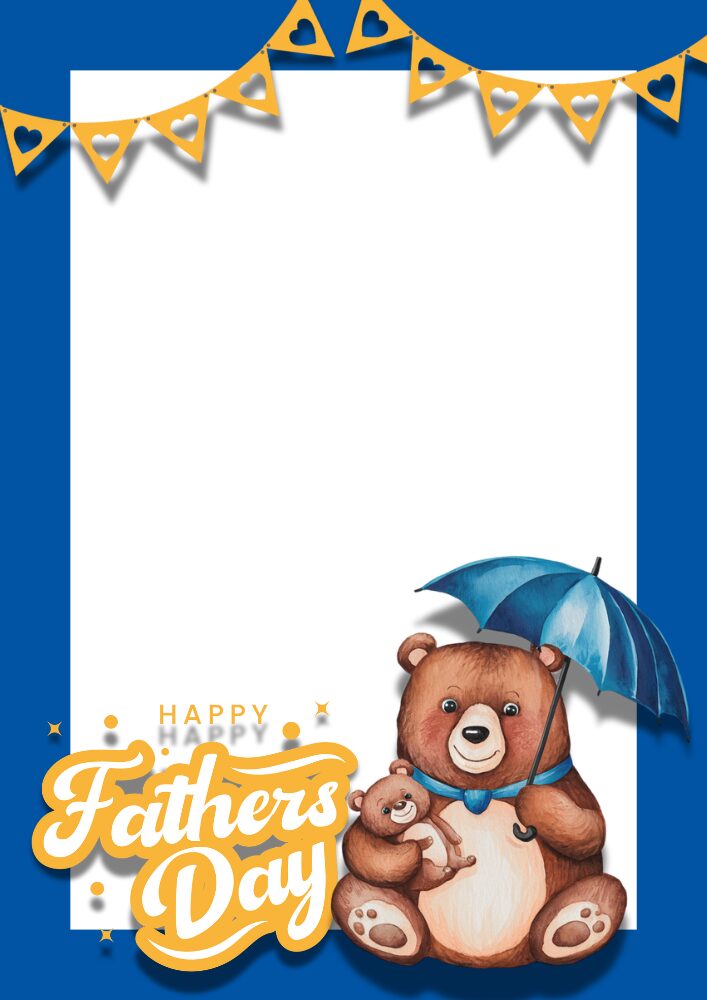 Happy Fathers' Day Card Free Printable - photo frame greeting card for fathers day with cute bears #cutefreebiesforyou #freeprintable #fathersday