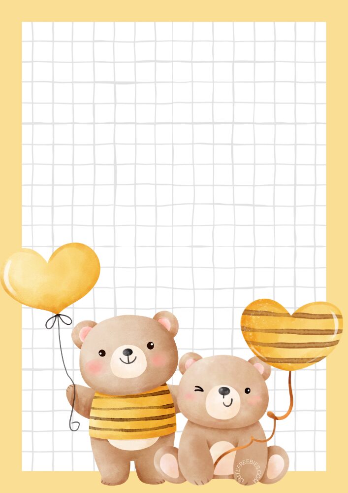 Free Printable Stationery For Valentines - printable notepads with cute bears  and honey #cutefreebiesforyou #freeprintable #stationery #cutebears