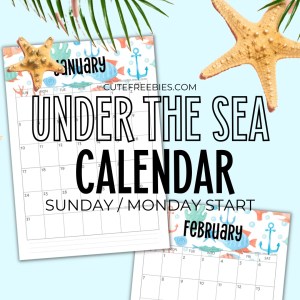Free Printable 2025 Sea Themed Calendar - Under the sea 2025 monthly calendar and more free designs. Get your free download now! #freeprintable #cutefreebiesforyou #thelittlemermaid #underthesea