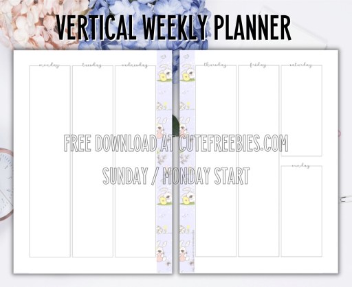Free printable vertical weekly planner template pdf #cutefreebiesforyou #freeprintable SEE PREVIOUS POST TO DOWNLOAD THE PDF FILE
