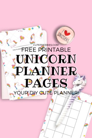 Free Unicorn DIY Printable Planner! Monthly calendar template, weekly planner and notes page plus a cute cover. Use these to create your own planner. Free download now! #freeprintable #printableplanner #cutefreebies #unicorn